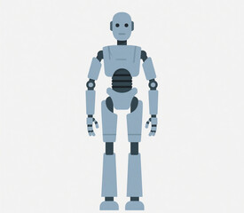 Fototapeta premium Minimalist Full Robot Vector Illustration on White Background