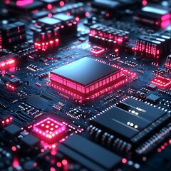 Fototapeta premium A Detailed View of a Modern Computer Circuit Board