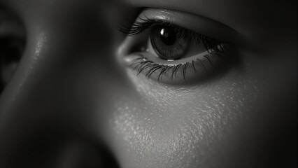 Fototapeta premium Child's Eye Close-up Black And White