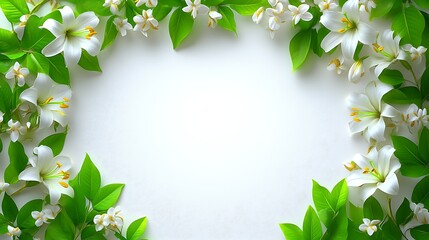 Fototapeta premium Floral Frame Border on White