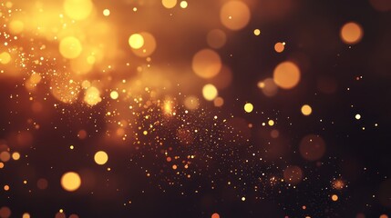 Shimmering golden bokeh lights and sparkles on a dark background