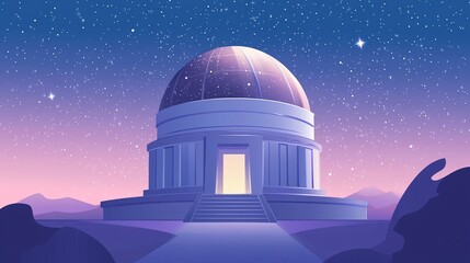 Obraz premium Observatory at night, starry sky.