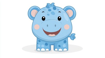 Naklejka premium A captivating blue cartoon character design radiating happiness and charm perfect for children's illustrations book covers or educational materials projects