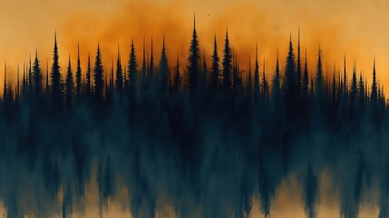 Obraz premium Forest Fire Smoke Dusk