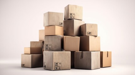 Fototapeta premium Stacked Cardboard Boxes Display