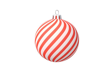 3D Red And White Striped Christmas Ornament Illustration