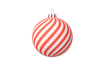 3D Red And White Striped Christmas Ornament Illustration