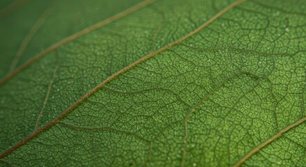 Green Leaf Close Up with Visible Veins