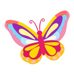 シンプルで色鮮やかな模様が特徴的な蝶のデザイン