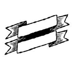 Vintage Ribbon Outline Banner Classic Flag Design for Labels, Journals, and Scrapbook Decoration