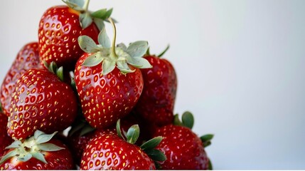 A strawberry pile fresh and vibrant placed in an elegant composition against a white background designed for healthy eating promotions overlay cut out on isolated transparent removed background
