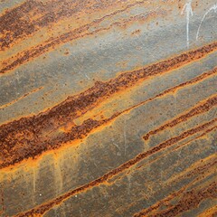 Weathered metal surface with rust streaks and oxidation patterns in matte finish.