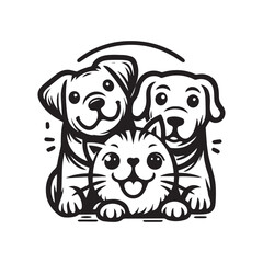 Cat and Dog Pet Shop Logo – Cute Animal Mascot Design for Pet Store Branding