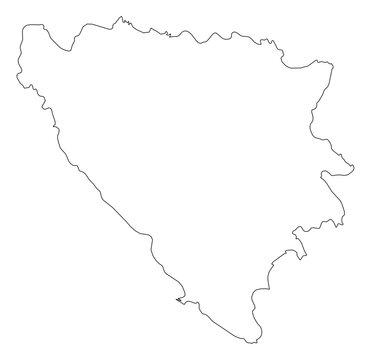 Bosnia and Herzegovina Outline Map Vector - Editable Country Border