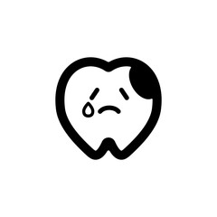 虫歯になって泣いている歯のキャラクターアイコン