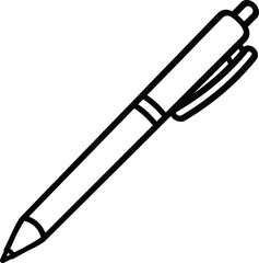ボールペンのシンプルな白黒イラスト