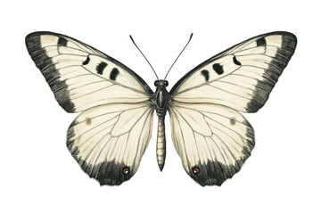Obraz premium Close-up artistic rendering of a butterfly with intricate wings, showcasing a contrasting black and white pattern.