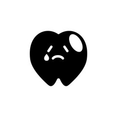 Fototapeta premium 虫歯になって泣いている歯のキャラクターアイコン