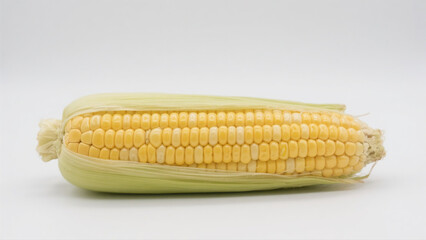 Organic Ear of Sweet Corn in Clean White Setting