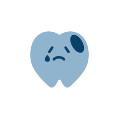 虫歯になって泣いている歯のキャラクターアイコン