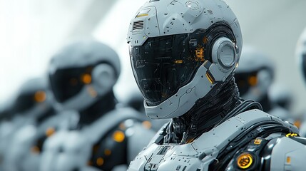 Futuristic robots in formation