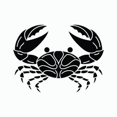 Silhouette Kawaii Crab Illustration – Cute Marine Life Outline in Vector Art Style