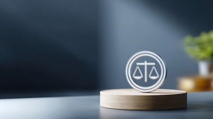 Wooden stand displaying a white symbolizing ai compliance and automated ethical finance solutions in business