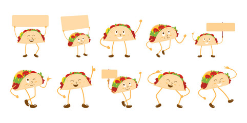 Tacos Cute Mascot Set