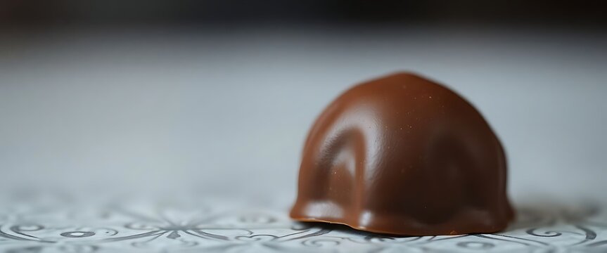 piece of chocolate sitting on top of a table