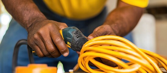 Skilled electrician preparing tools, maintenance and safety inspection, ensuring reliable power solutions
