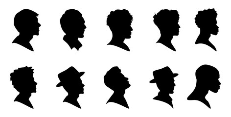 Man Head Silhouette Set