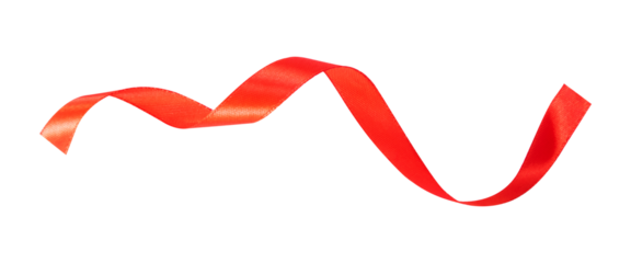 luxurious red curly ribbon isolated on a white background