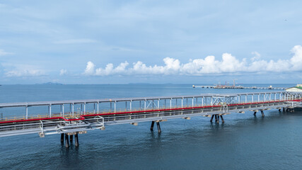 Aerial view industrial oil and gas pipeline system, Energy industry pipeline structure oil and gas...