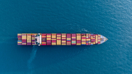 Aerial view container ship cargo freight shipping international, Global business freight shipping...