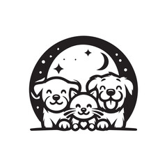 Cat and Dog Pet Shop Logo – Cute Animal Mascot Design for Pet Store Branding