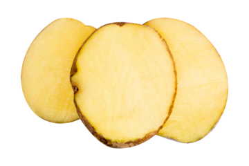 slice of potato isolated. shot with high angle view