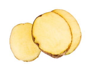 raw potato slice isolated on white