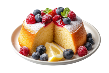 slice of cake on a plate isolated