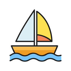 Colorful Sailboat Vector Icon - Bright Nautical Design
