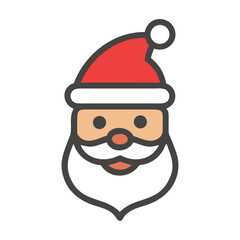 Santa Claus Icon with Red Hat and White Beard, Vector Design