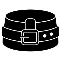Santa's Belt Icon, Black Belt with Buckle Vector Design