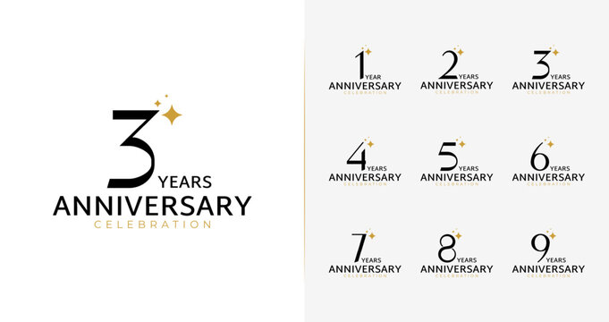 Elegant anniversary logo collection. Number symbol with minimal and luxury style for celebration icon