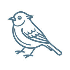 Ruby-crowned Kinglet Bird Line Art Illustration