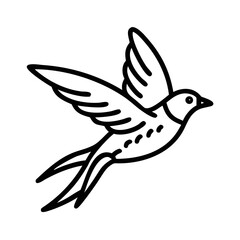 Obraz premium Barn Swallow Flying Outline Icon, Vector Illustration