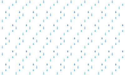 青と水色の雫の形をした水がジグザグ並ぶ雨模様
