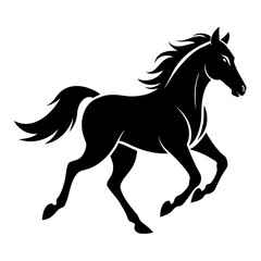 Horse gallop silhouette vector art on transparent background PNG