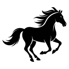 Horse gallop silhouette vector art on transparent background PNG