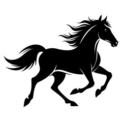 Running horse black silhouette isolated vector on clear background