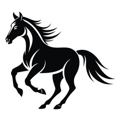 Horse gallop silhouette vector art on transparent background PNG