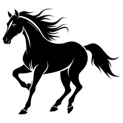 Running horse black silhouette isolated vector on clear background